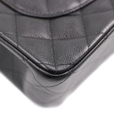 Chanel Classic Double Flap Caviar Jumbo Handbag Silver Hardware Black