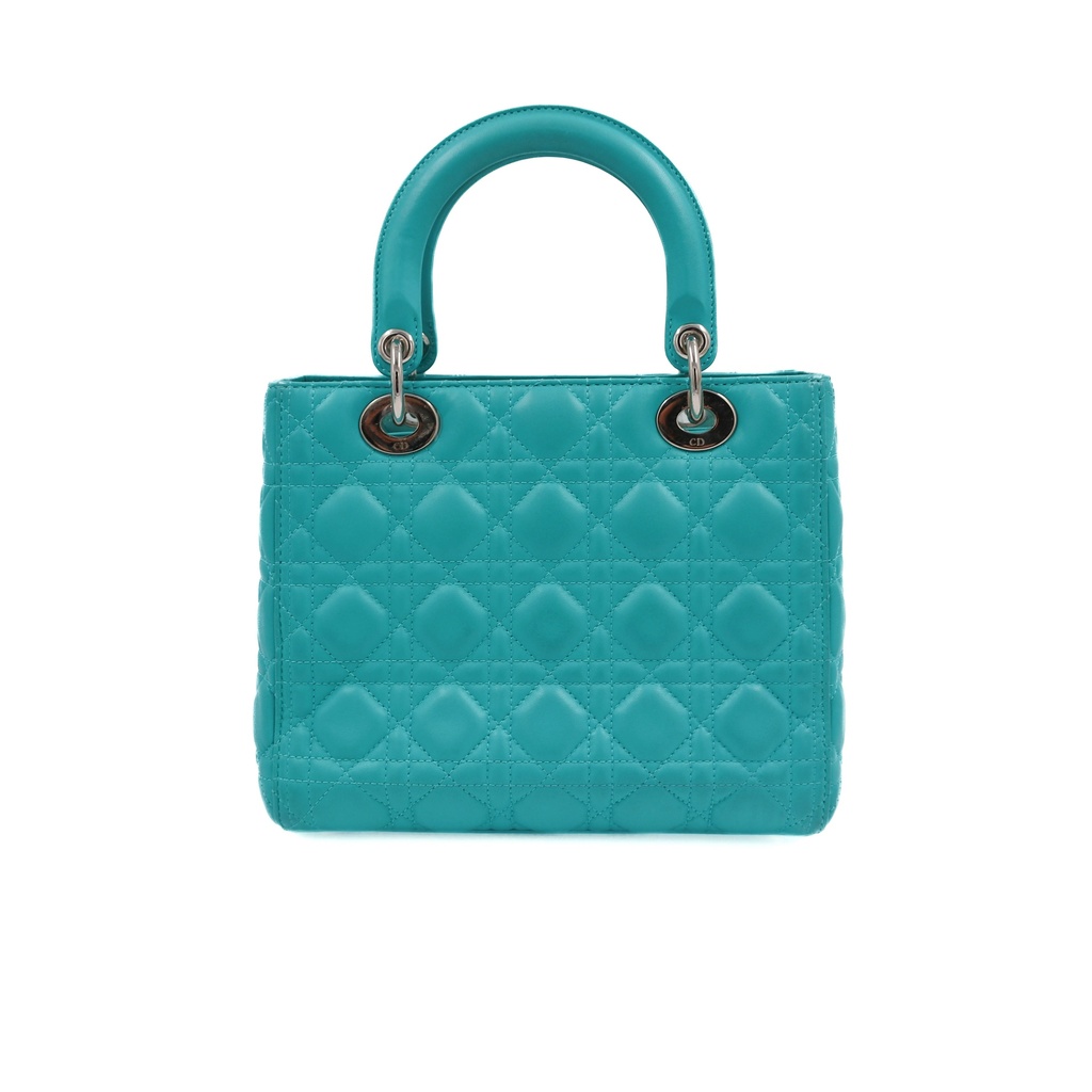 Christian Dior Lady Dior Cannage Leather 2 Way Handbag Green