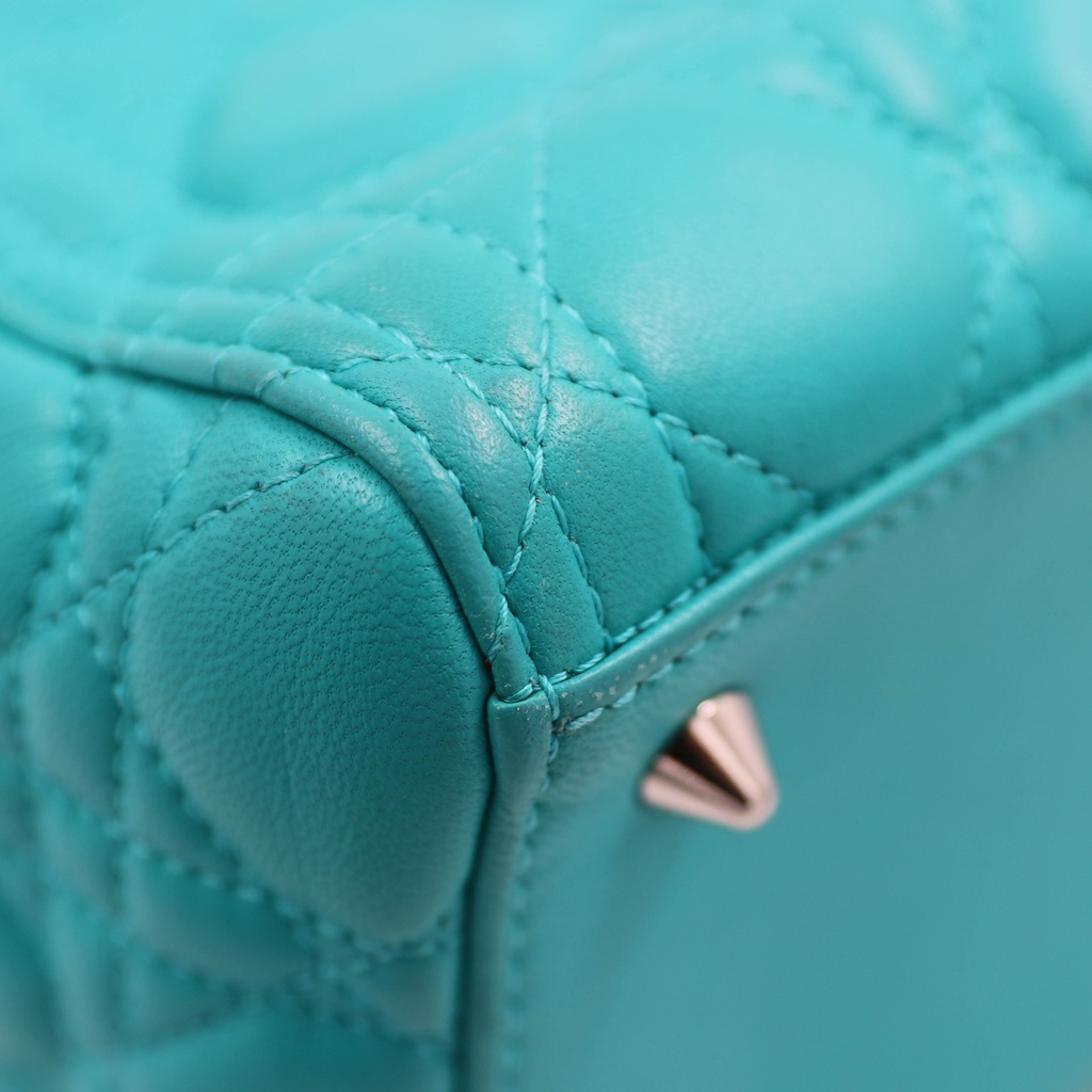 Christian Dior Lady Dior Cannage Leather 2 Way Handbag Green