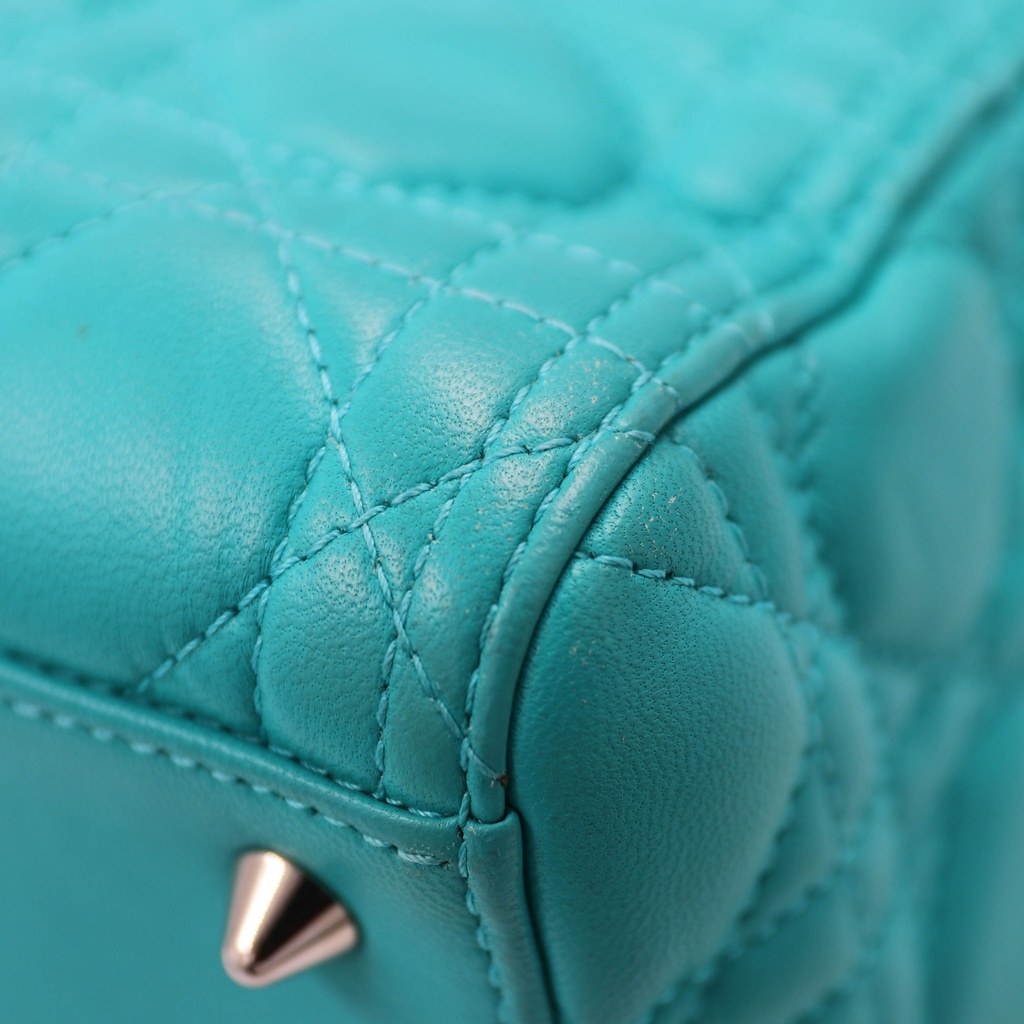 Christian Dior Lady Dior Cannage Leather 2 Way Handbag Green