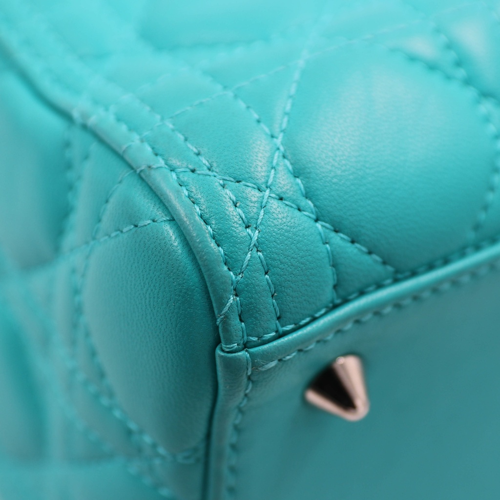 Christian Dior Lady Dior Cannage Leather 2 Way Handbag Green