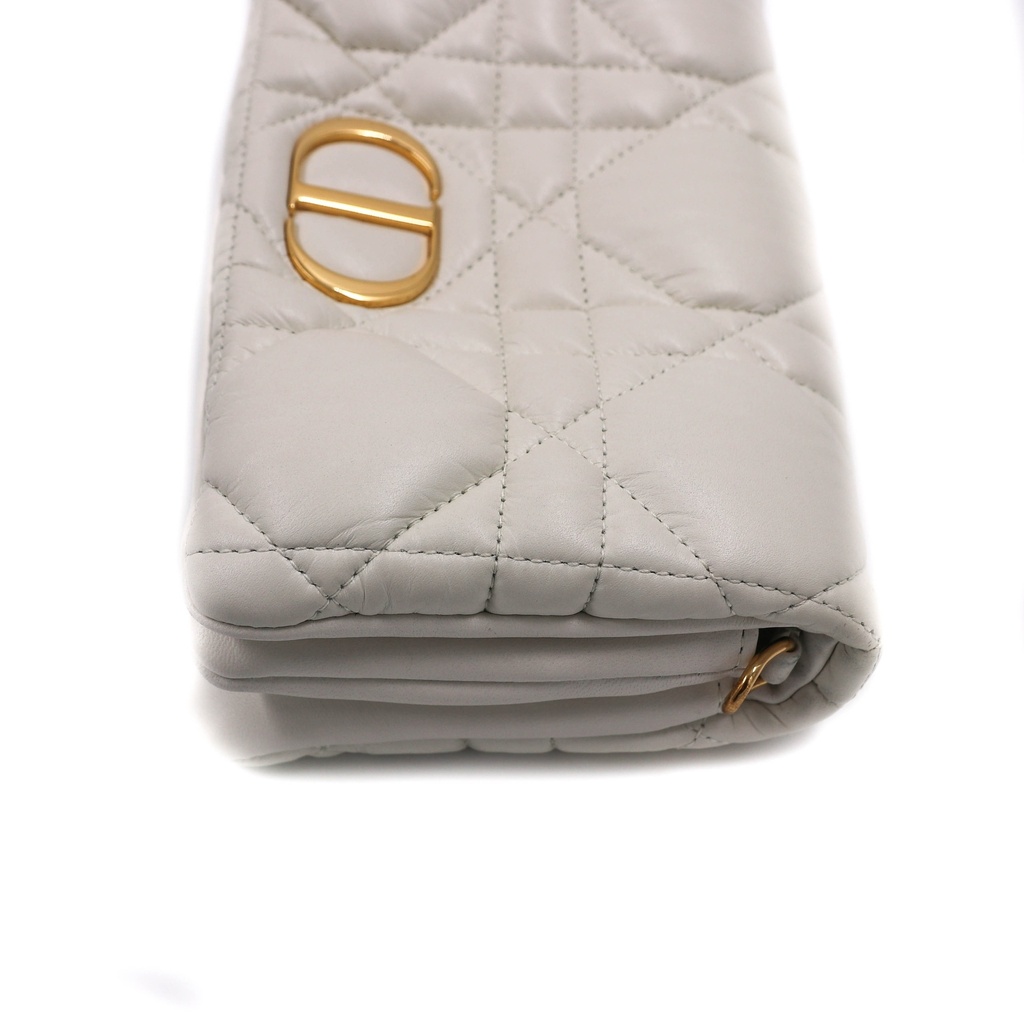 Christian Dior Cannage Caro Leather Chain Shoulder Bag White