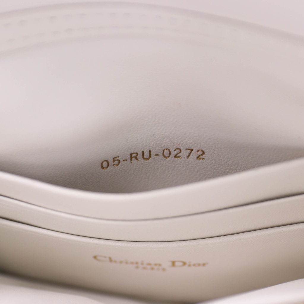 Christian Dior Cannage Caro Leather Chain Shoulder Bag White