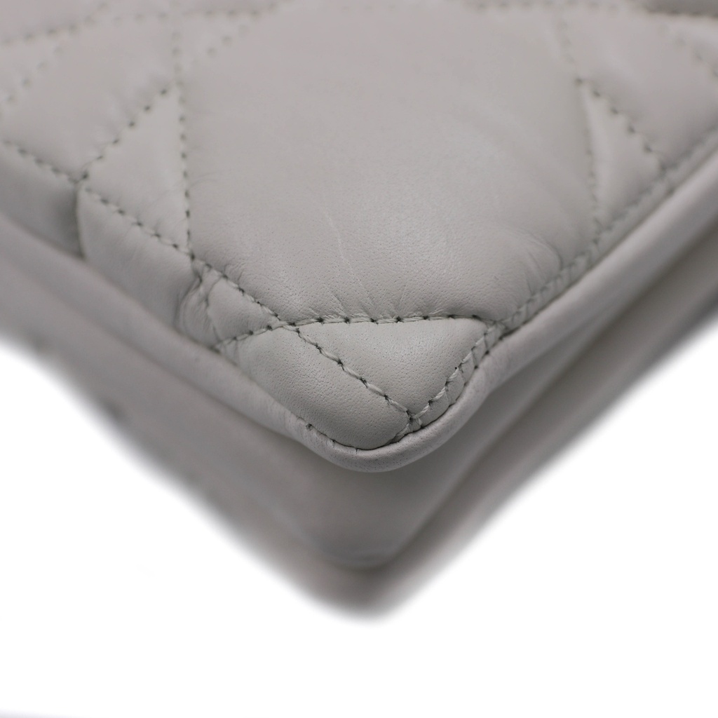 Christian Dior Cannage Caro Leather Chain Shoulder Bag White