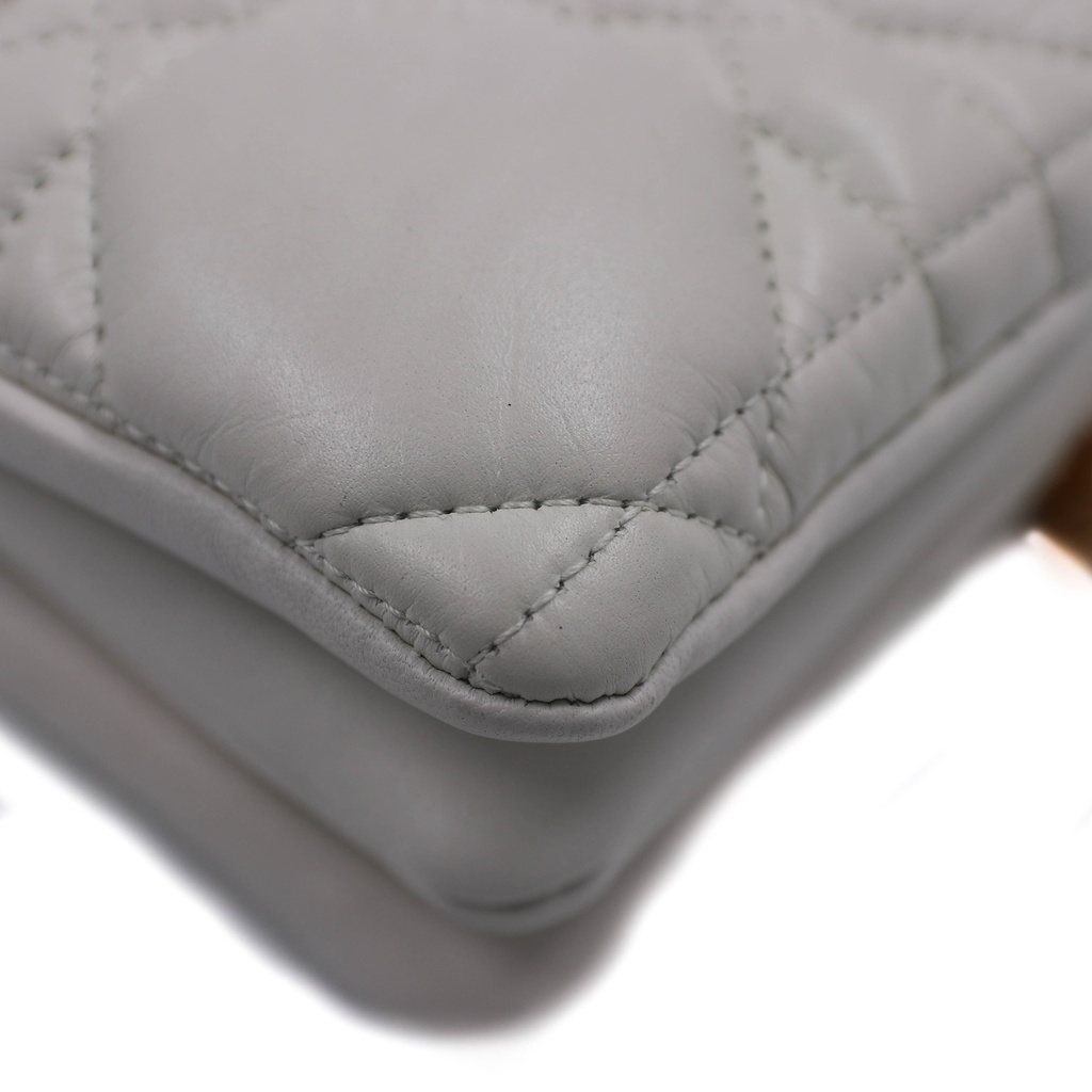 Christian Dior Cannage Caro Leather Chain Shoulder Bag White