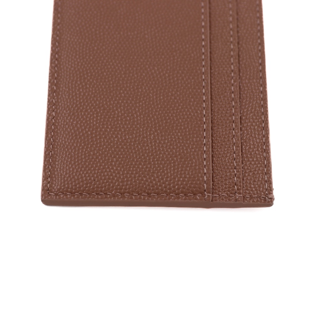 Saint Laurent Pebble-Grain Leather Cardholder Pink Beige