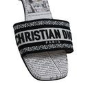 Christian Dior Dway Heeled Slide Black And White Eiffel Tower Embroidered Cotton Size 37 1/2