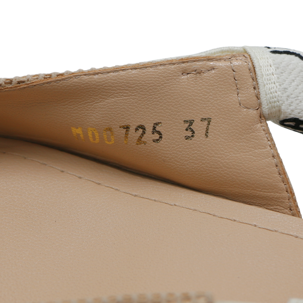 Christian Dior Technical Canvas Ribbon J'Adior Slingback Ballet Flats Beige 37