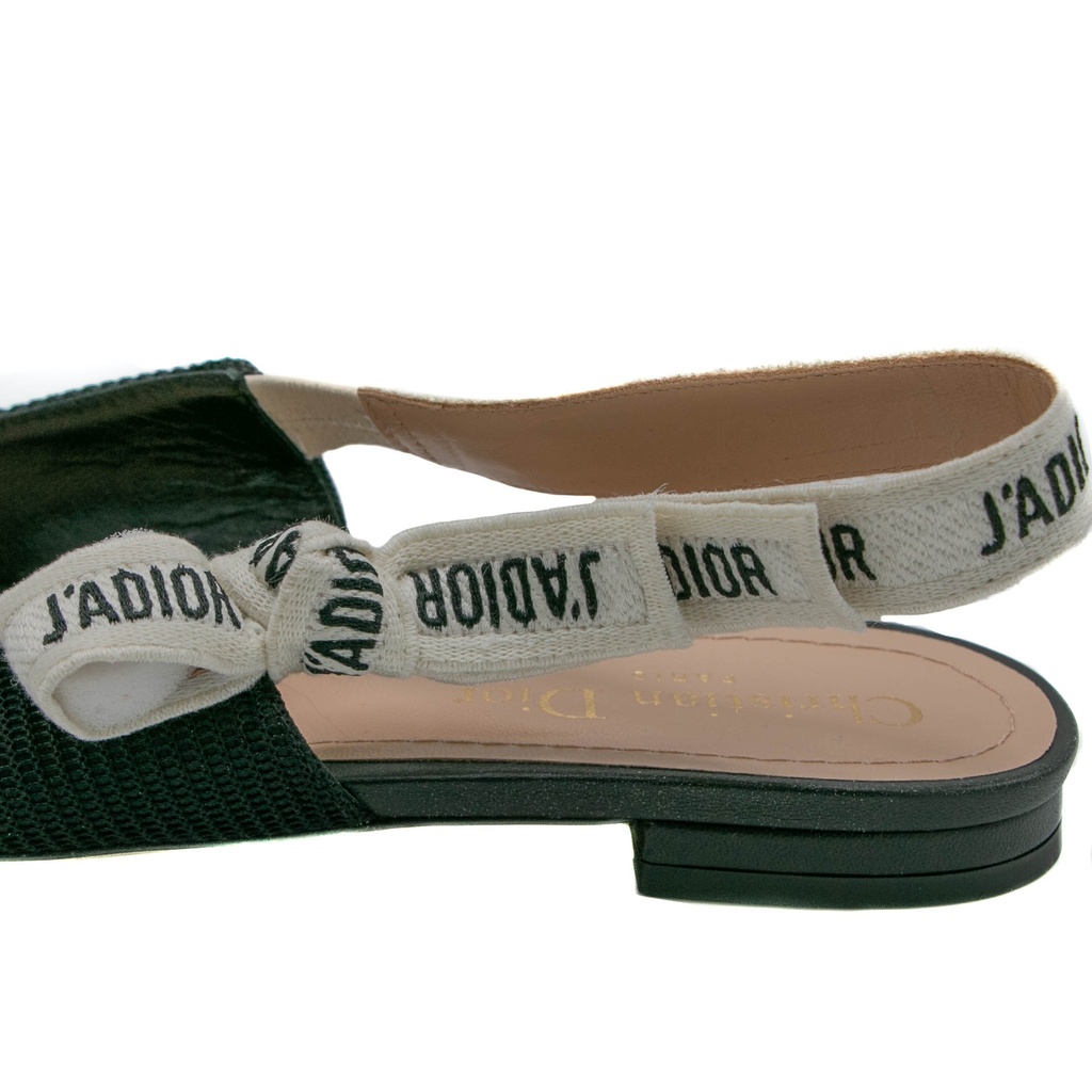 Christian Dior Technical Canvas Ribbon J'Adior Slingback Ballet Flats Black 36