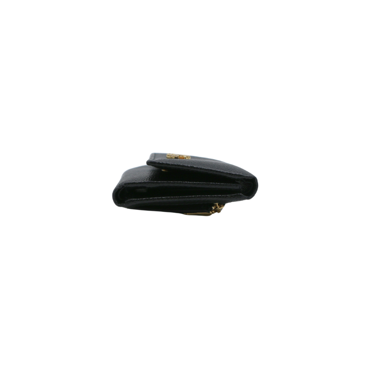 Dolce & Gabbana Black Leather DG Crystals Trifold Wallet