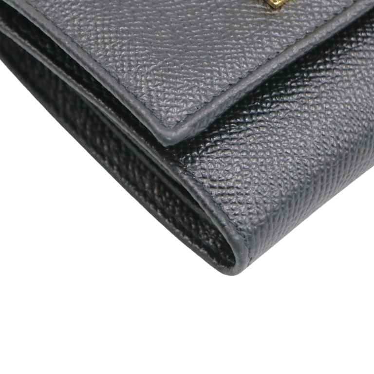 Dolce & Gabbana Black Leather DG Crystals Trifold Wallet