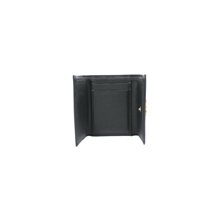 Dolce & Gabbana Black Leather DG Crystals Trifold Wallet