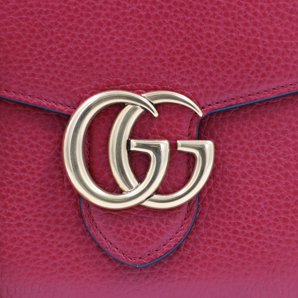 Gucci  Calfskin GG Marmont Chain Wallet Red