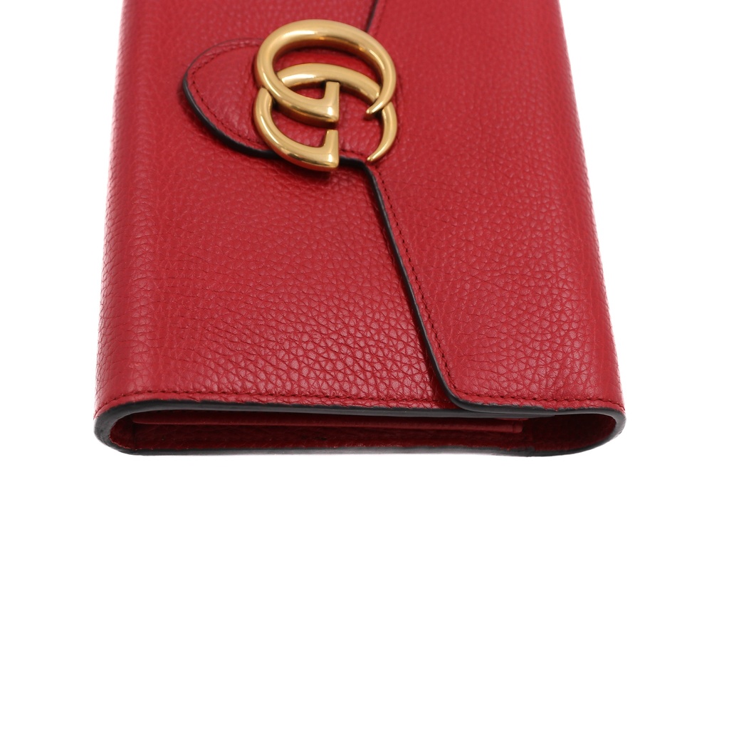 Gucci  Calfskin GG Marmont Chain Wallet Red