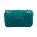 Gucci Velvet Matelasse Small GG Marmont Shoulder Bag Pavone Cyan