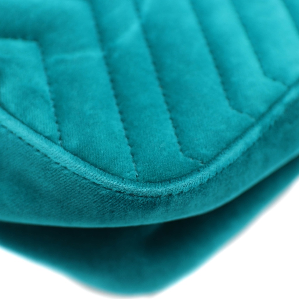 Gucci Velvet Matelasse Small GG Marmont Shoulder Bag Pavone Cyan