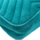 Gucci Velvet Matelasse Small GG Marmont Shoulder Bag Pavone Cyan