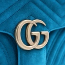 Gucci Velvet Matelasse Small GG Marmont Shoulder Bag Pavone Cyan