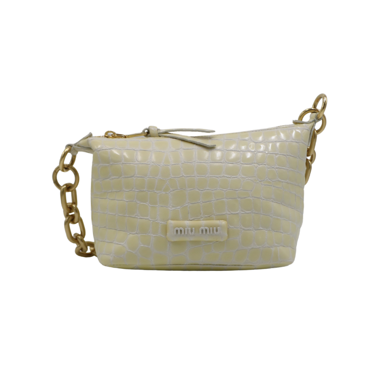 Miu Miu Embossed Shoulder Bag Yellow 5BC101
