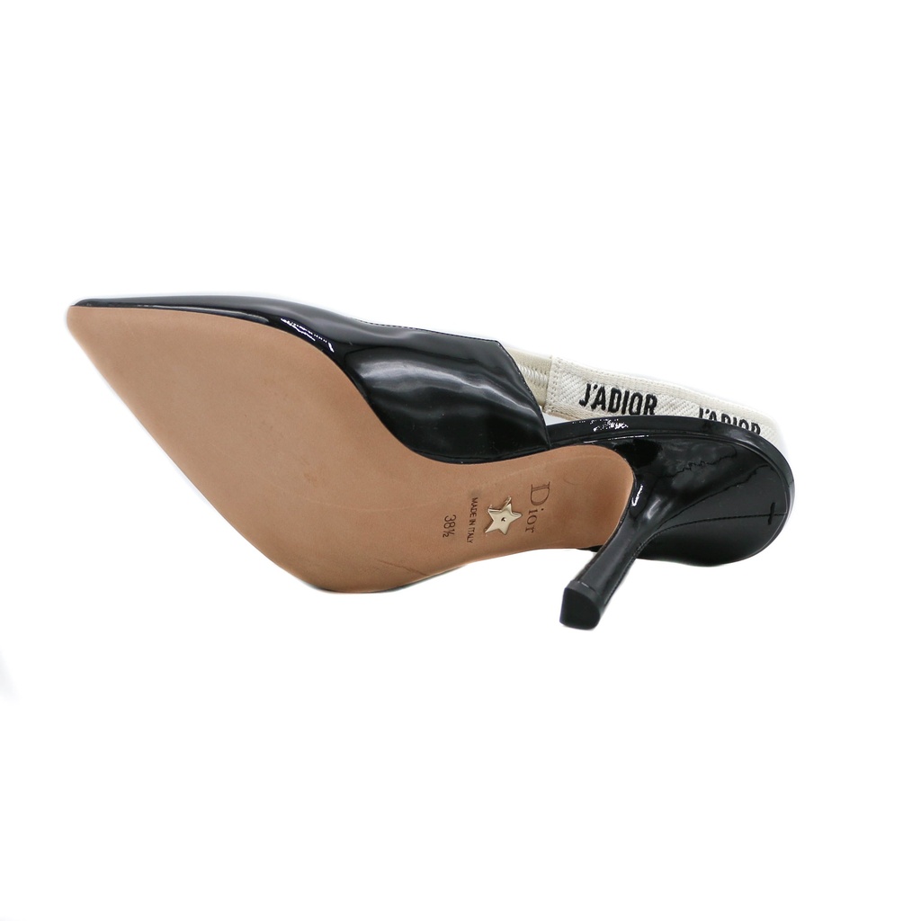 Christian Dior J'Adior Slingback Pump Black Patent Calfskin In Size 38 1/2