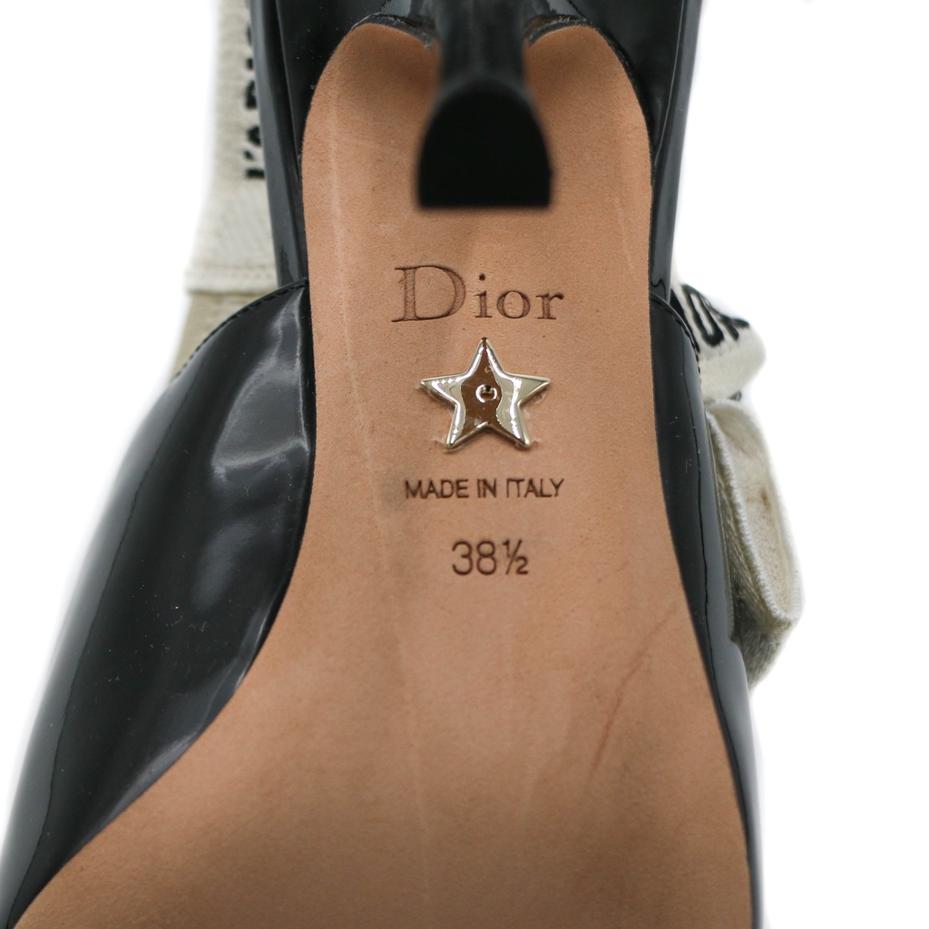 Christian Dior J'Adior Slingback Pump Black Patent Calfskin In Size 38 1/2