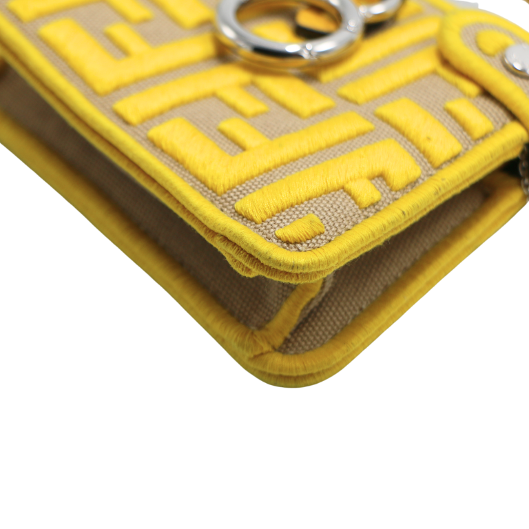 Fendi Canvas Vitello Volanato FF Embroidered Pico Peekaboo Charm 