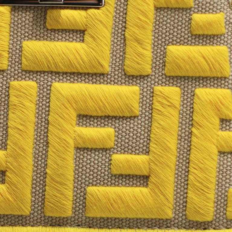 Fendi Canvas Vitello Volanato FF Embroidered Pico Peekaboo Charm 