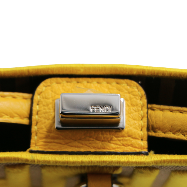 Fendi Canvas Vitello Volanato FF Embroidered Pico Peekaboo Charm 