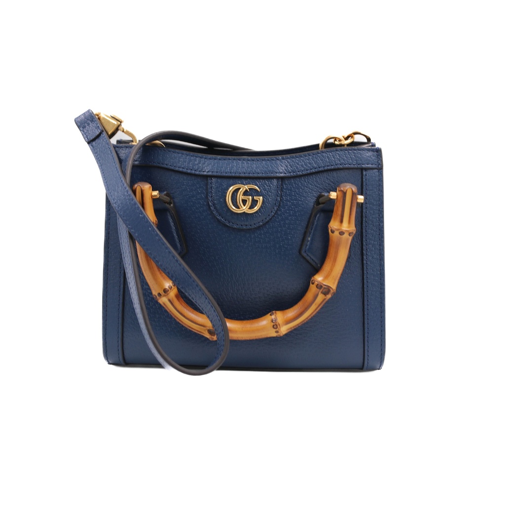 Gucci Bamboo Diana Leather Handbag Navy Blue 702732