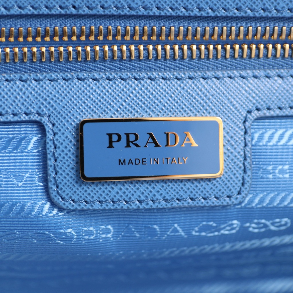 Prada Cobalto Tessuto Nylon and Saffiano Leather Tote Bag Light Blue