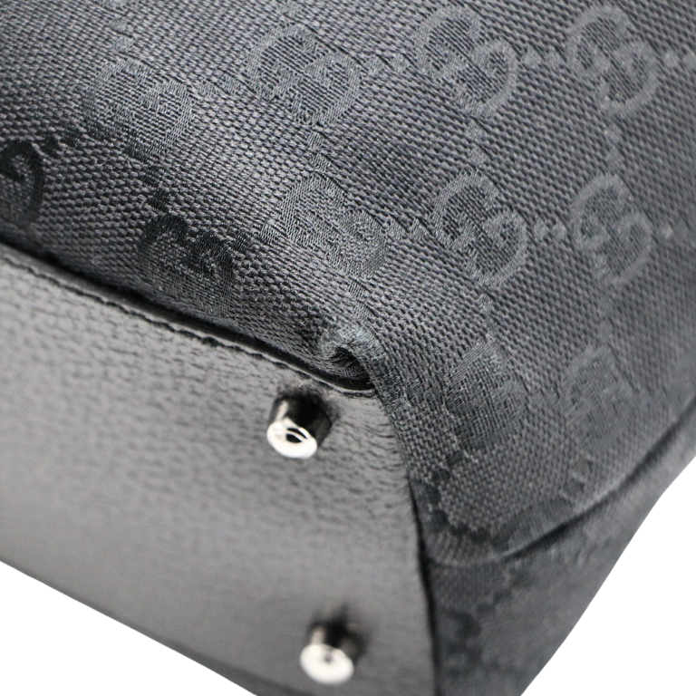 Gucci GG Canvas/Leather Tote Bag 113009 Black