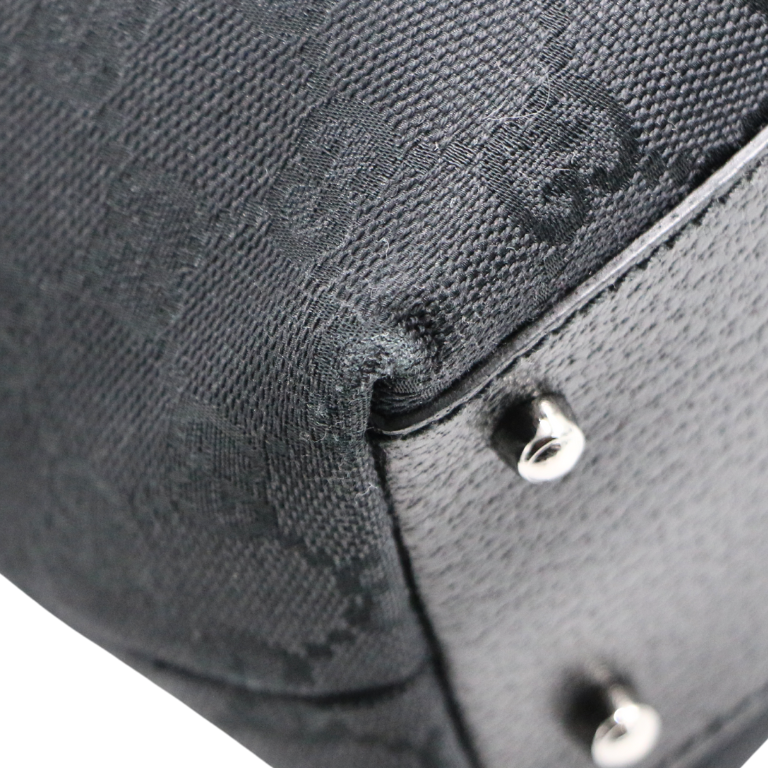 Gucci GG Canvas/Leather Tote Bag 113009 Black