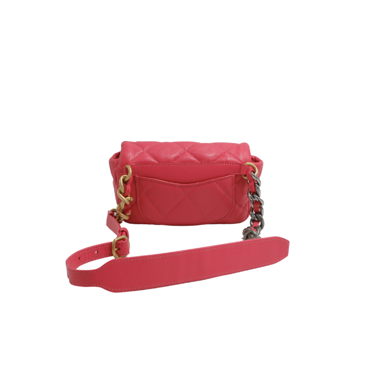 Chanel Pink Quilted Lambskin Leather Chanel 19 Waist Bag 