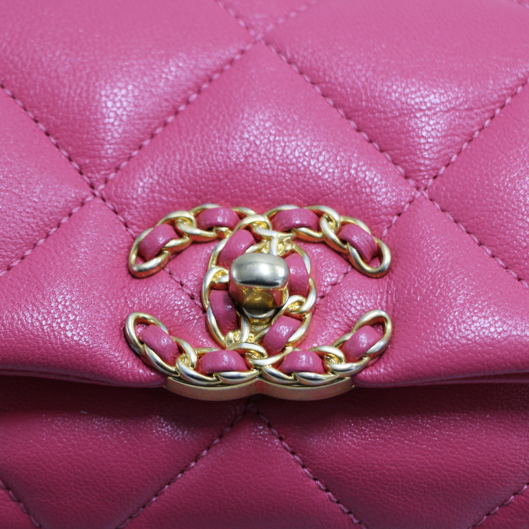 Chanel Pink Quilted Lambskin Leather Chanel 19 Waist Bag 