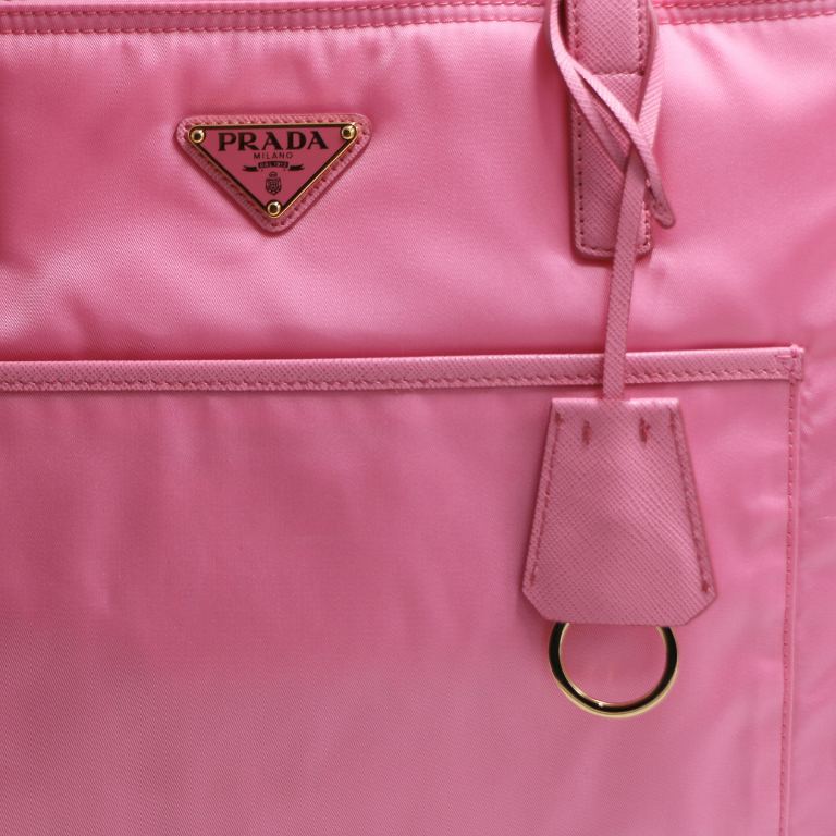 Prada Tessuto Nylon Saffiano Shopping Tote Begonia