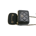 Chanel  Lambskin Quilted Mini Vanity Case With Chain Black