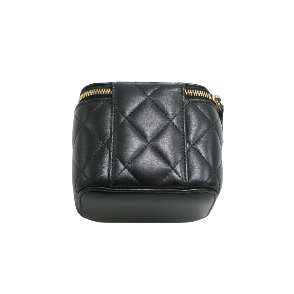 Chanel  Lambskin Quilted Mini Vanity Case With Chain Black
