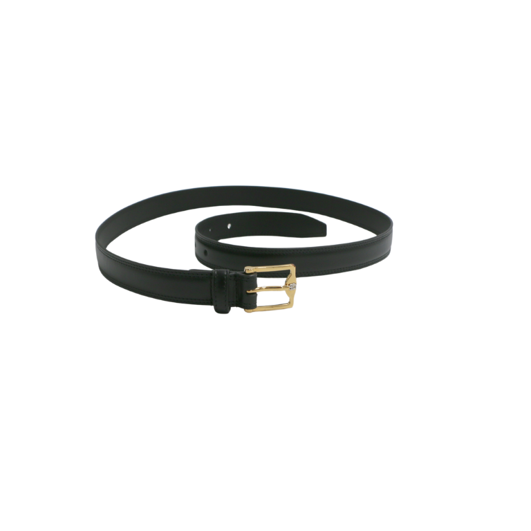 Gucci GG Black Leather Belt with Gold Buckle 4715600 95 38