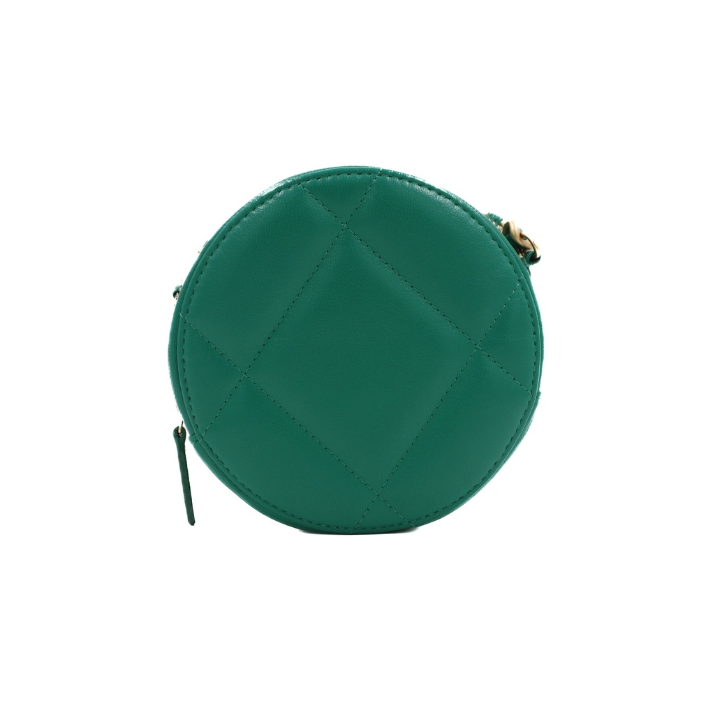 Chanel 19 Lambskin Chain Shoulder Bag Round Green 