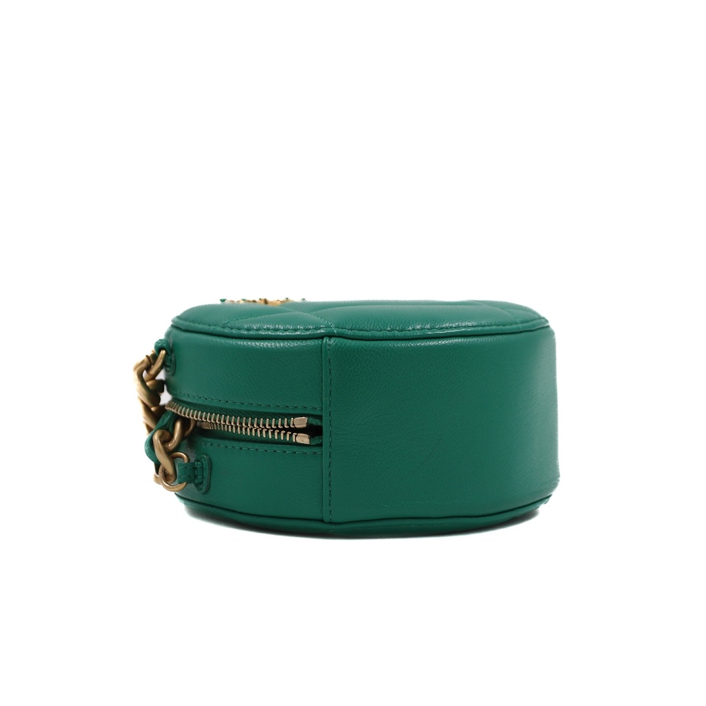 Chanel 19 Lambskin Chain Shoulder Bag Round Green 