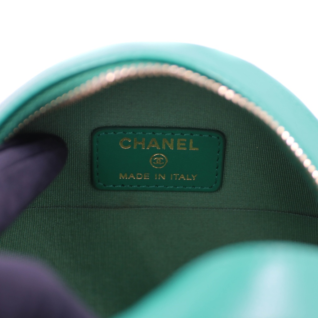 Chanel 19 Lambskin Chain Shoulder Bag Round Green 