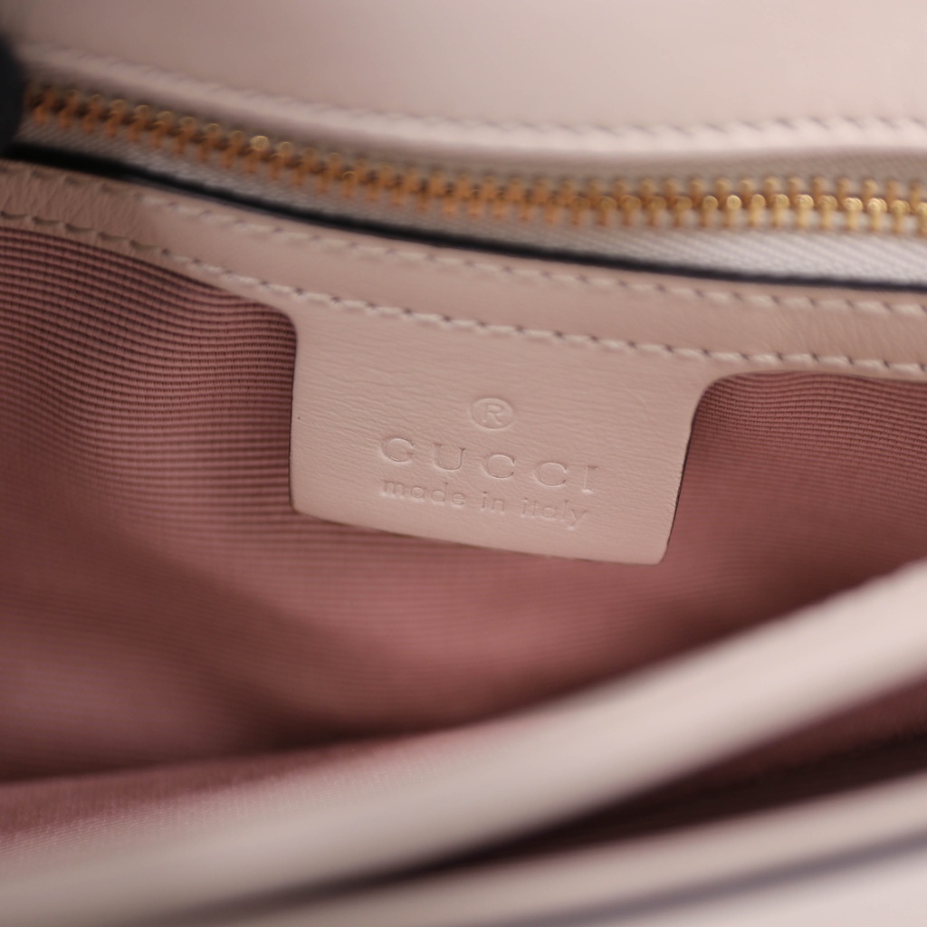 Gucci Vitello Palmellato Lux Small Arli Flap Shoulder Bag White