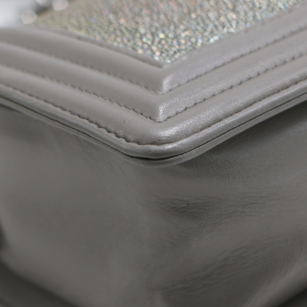 Chanel Galuchat Stingray Small Boy Flap Bag Silver