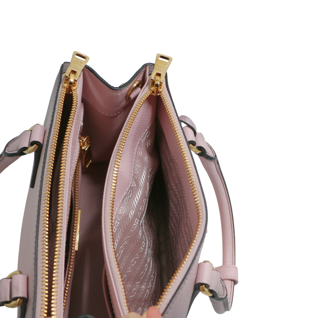 Prada Pink Ombre Saffiano Small Double Zip Galleria Tote