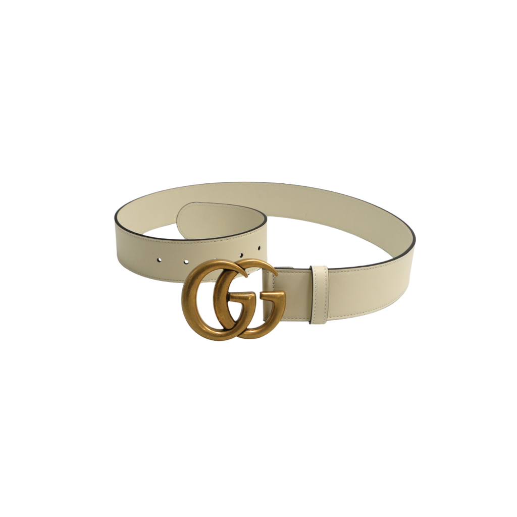 Gucci 2015 Re-Edition Wide Leather Belt White 400593 85 34