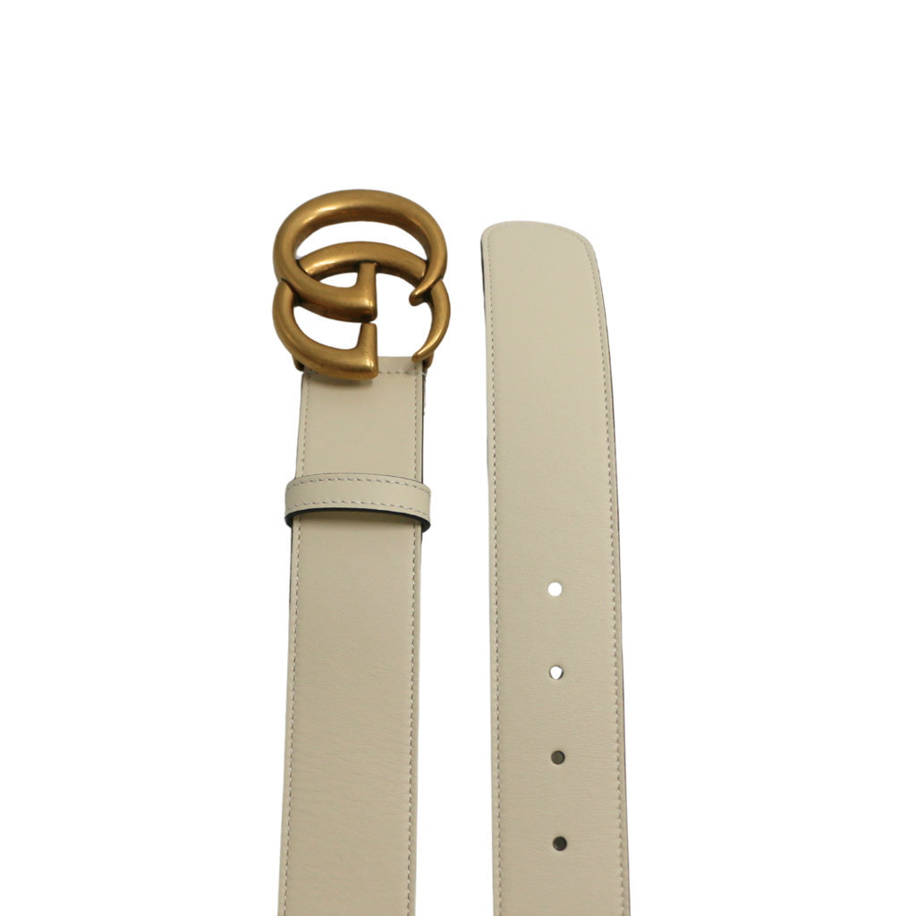 Gucci 2015 Re-Edition Wide Leather Belt White 400593 85 34