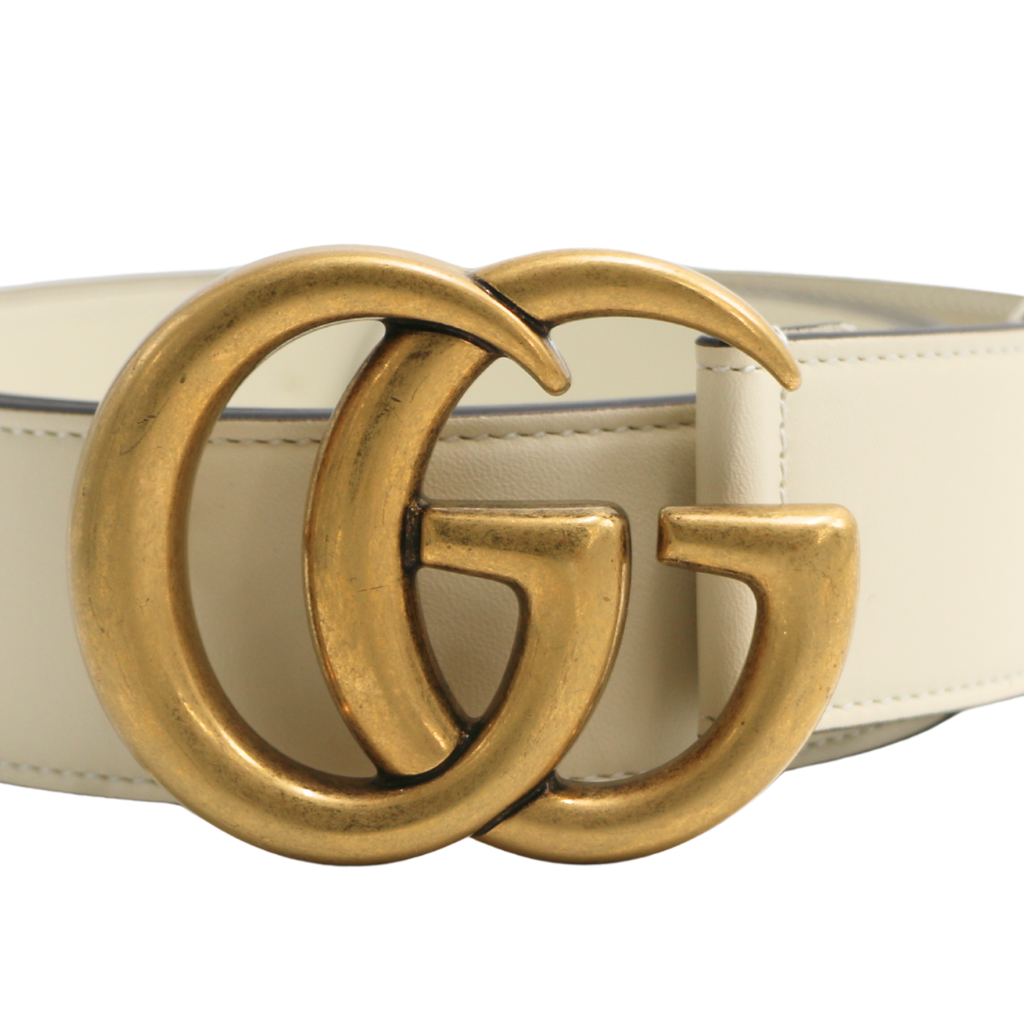 Gucci 2015 Re-Edition Wide Leather Belt White 400593 85 34