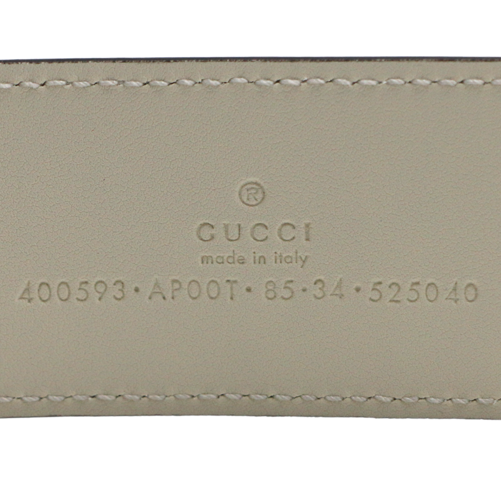 Gucci 2015 Re-Edition Wide Leather Belt White 400593 85 34