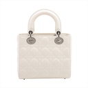 Christian Dior My Lady Dior Cannage Leather Handbag White 