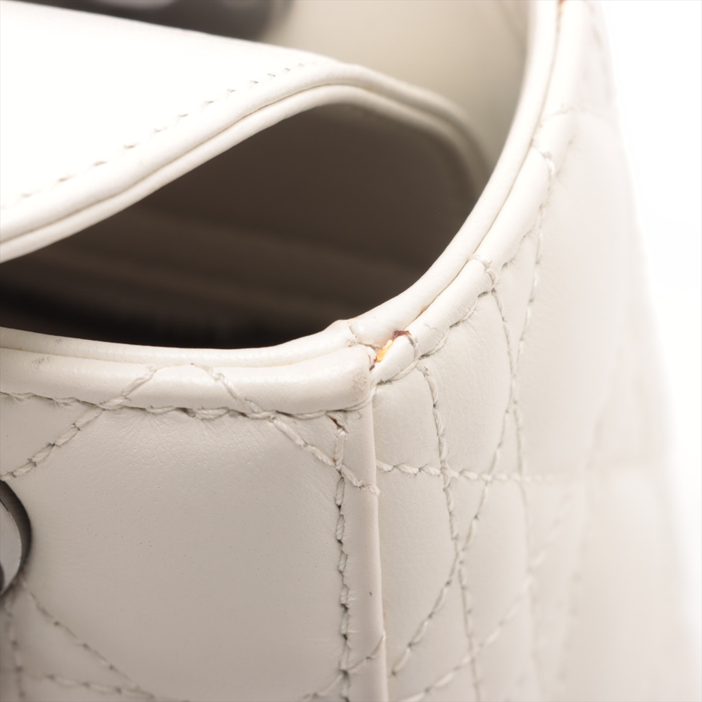 Christian Dior My Lady Dior Cannage Leather Handbag White 